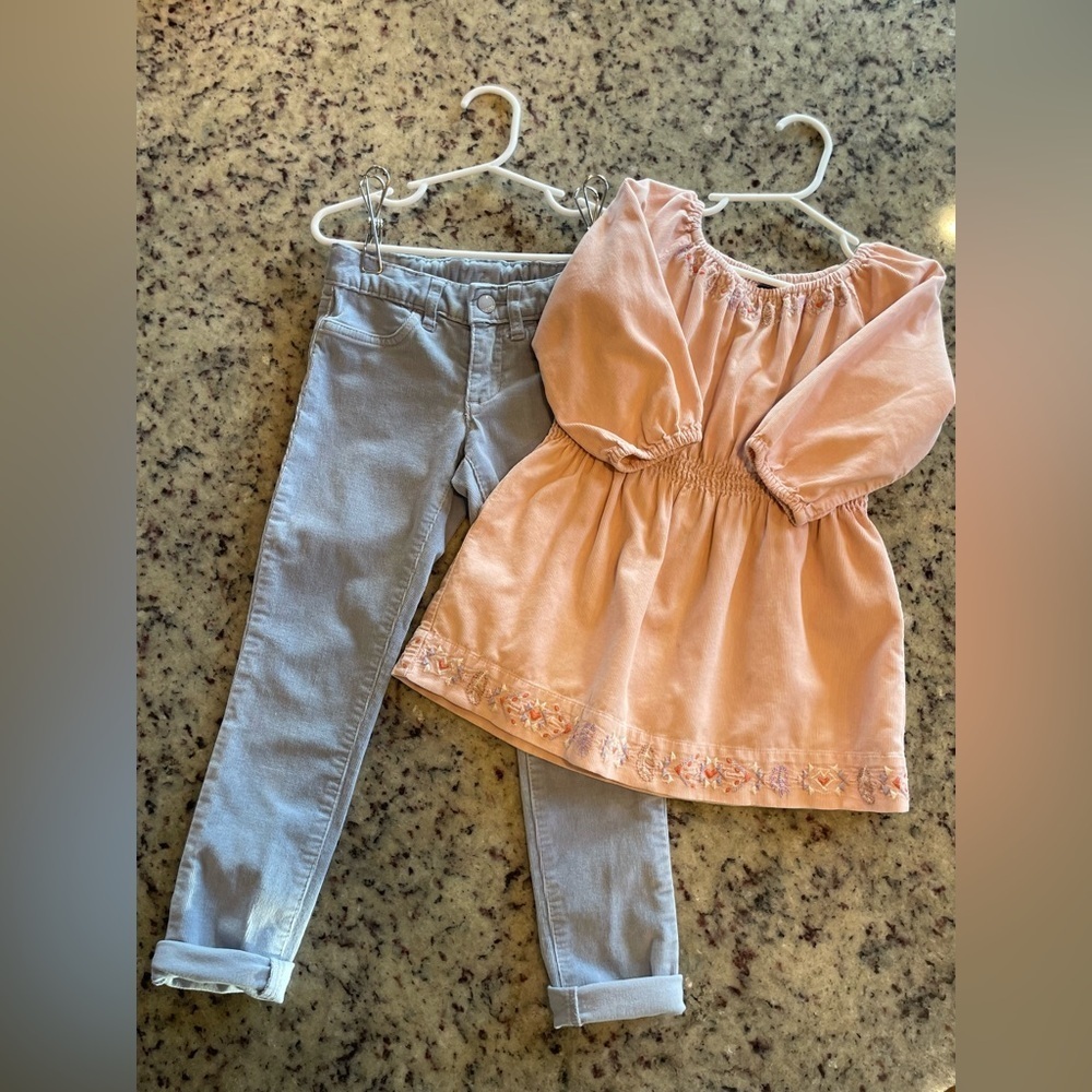 GAP Kids size 5 corduroy embroidered tunic top and matching pants